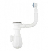 Сифон для мойки 40х1 1/2" с переливом гибким Aquant