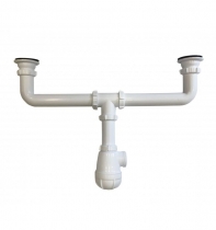 Сифон для мойки 40х1 1/2" двойной выпуск Aquant