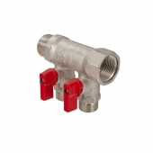 Коллектор 3/4"х2вых-1/2 наружная резьба с отсекающими кранами VALTEC