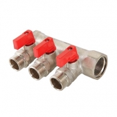 Коллектор 3/4"х3вых-1/2 наружная резьба с отсекающими кранами VALTEC