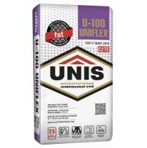Клей цементный плиточный Юнис U-100 Uniflex (C2 TE) 25 кг (48)