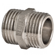 Ниппель 1/2" никелированный латунный резьба наружная-наружная VALTEC