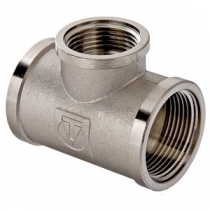 Тройник переходной 1"-3/4"-1" резьба внутренняя никелированный латунный VALTEC