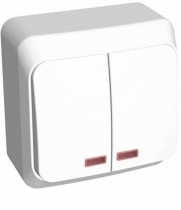 Выключатель о/п двухклавишный с идикацией белый ЭТЮД Schneider Electric